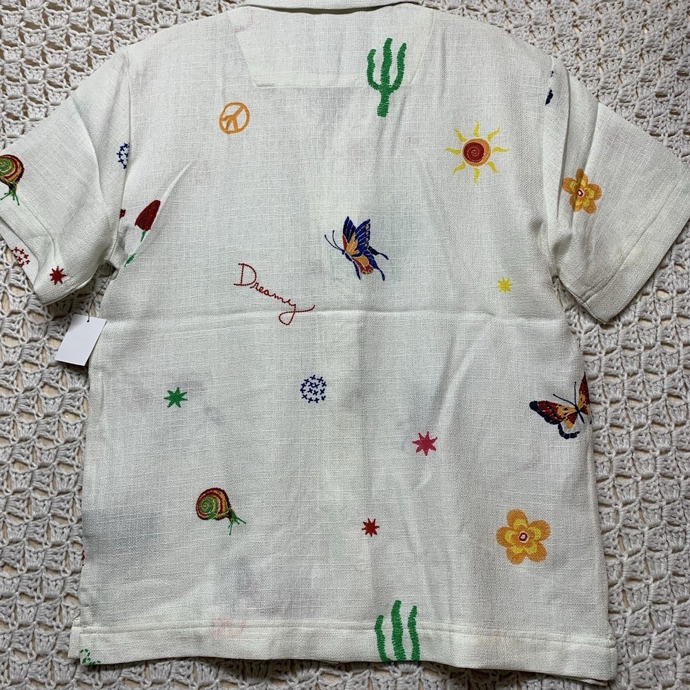 Malibu By Drill Clothing CO. Shirt Mens Small Ecru Button Up Lightweight Beach - Picture 3 of 11